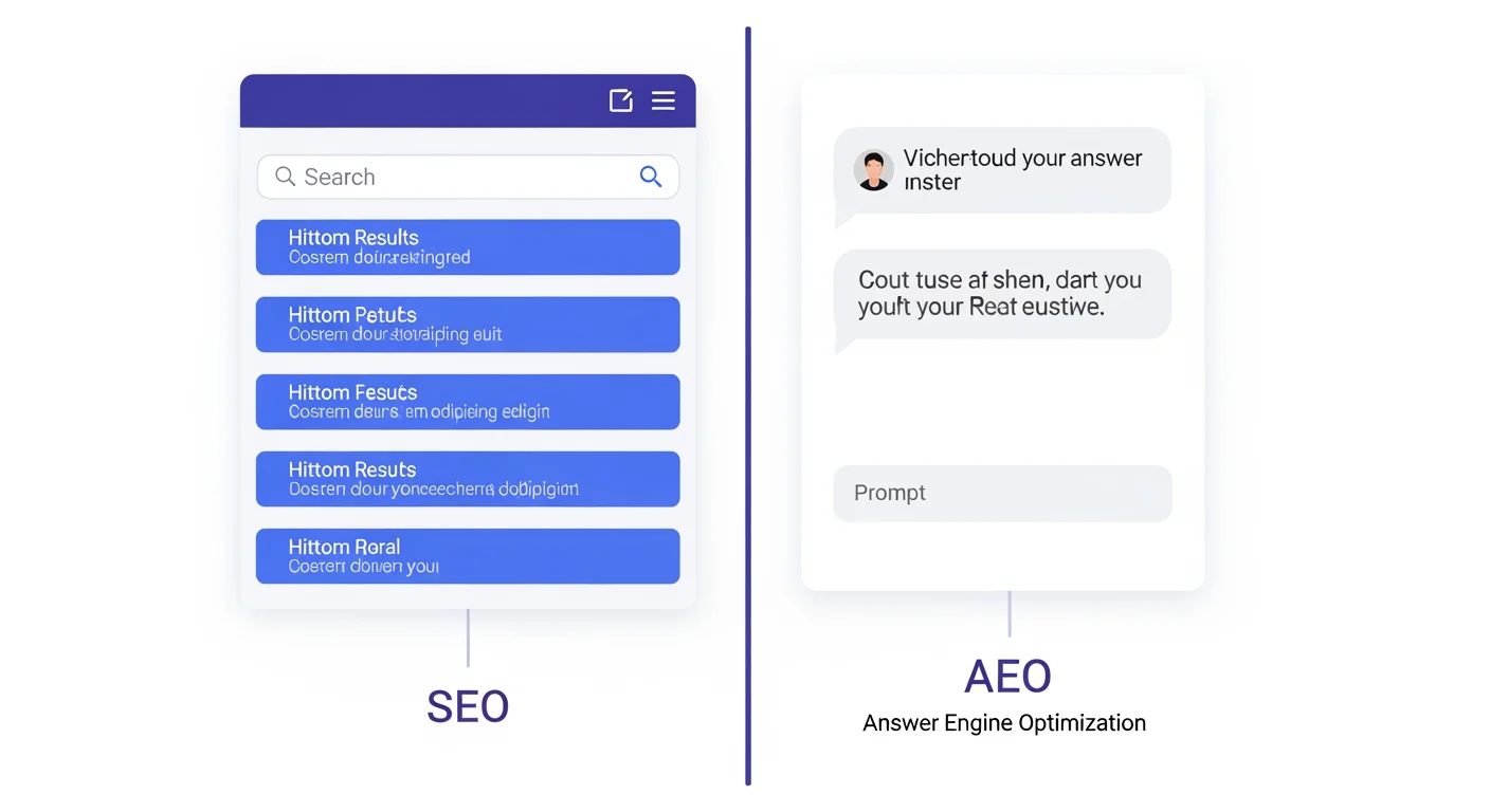 AEO SEO Unterschied: Vergleich zwischen klassischer Suchmaschinenoptimierung und Answer Engine Optimization für KI-Systeme