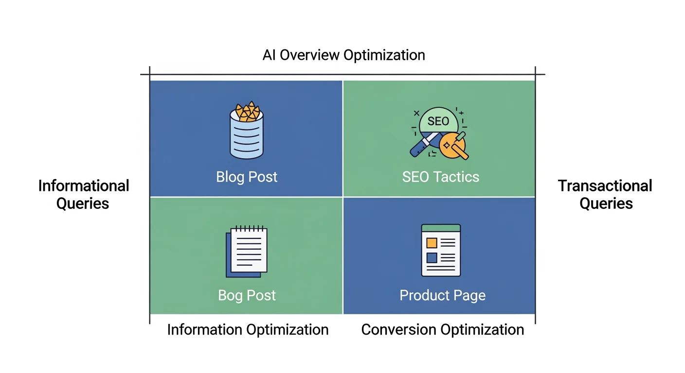 Strategische Content-Matrix: Informationelle vs. transaktionale Suchanfragen für AI Overviews Optimierung