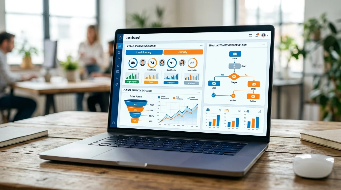 HubSpot CRM Dashboard mit KI-gestütztem Lead-Scoring im B2B-Marketing-Kontext