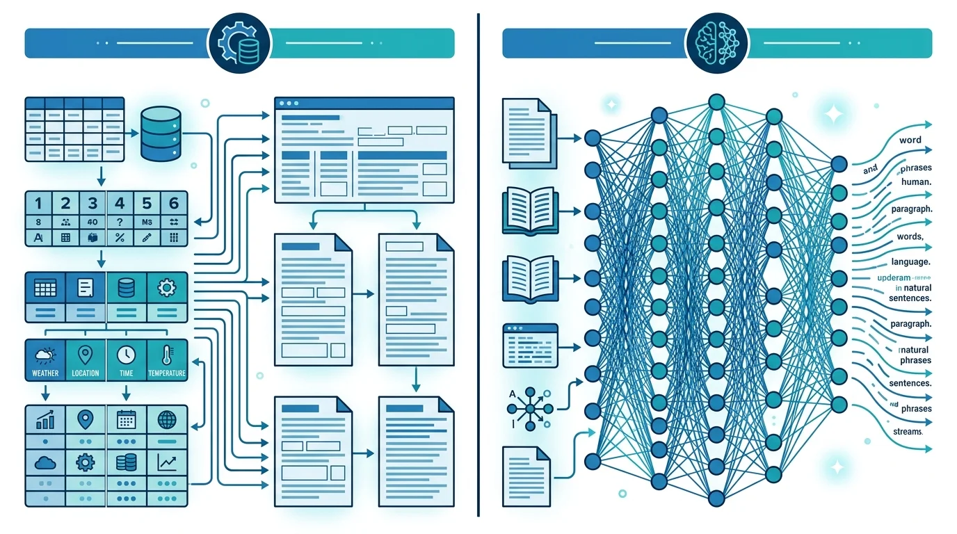 Vergleich NLG versus LLM Technologie für automatisierte Texterstellung