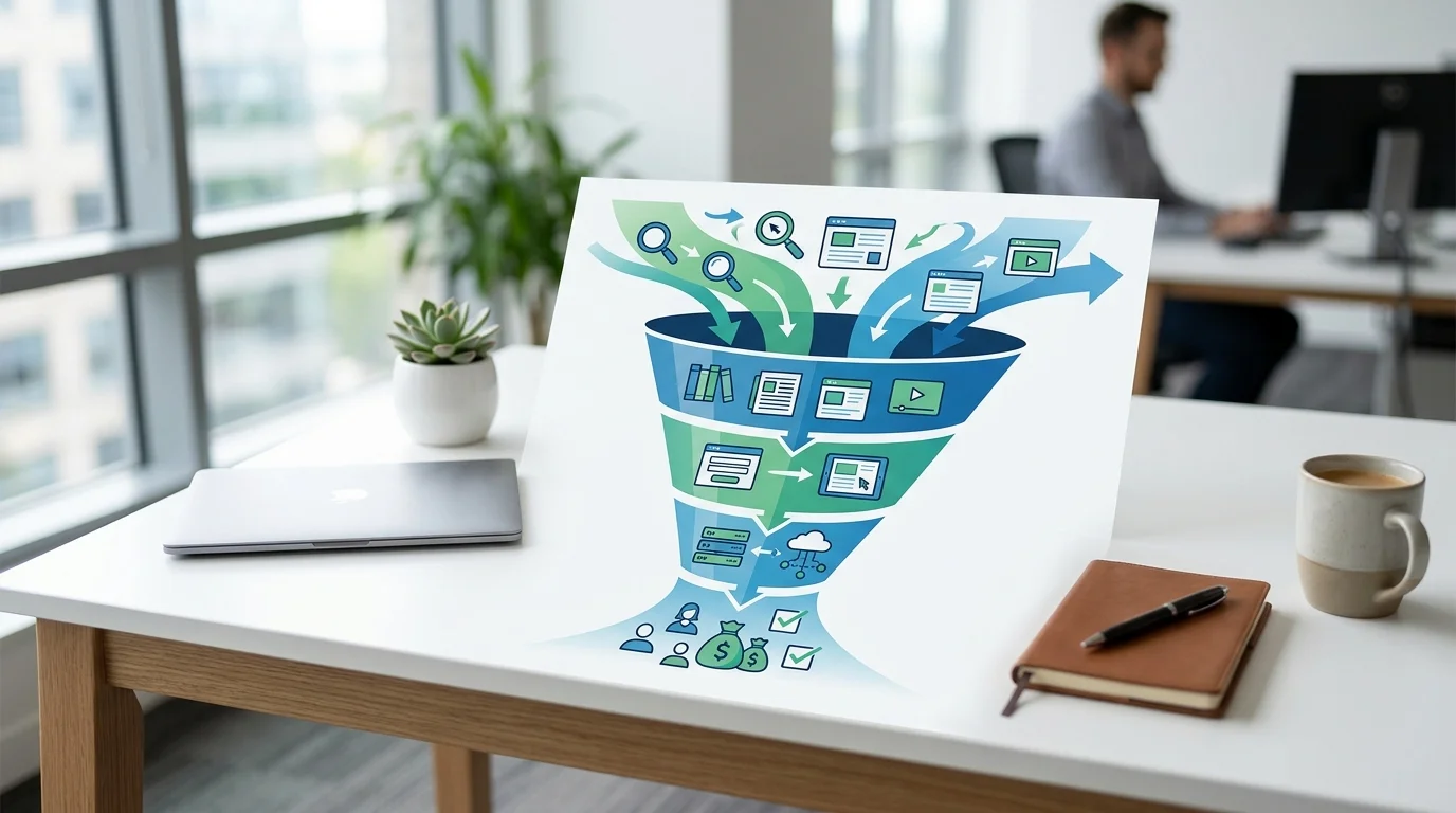 B2B organischer Traffic Agentur Vergleich – Trichter von Suchintention zu qualifizierten Leads