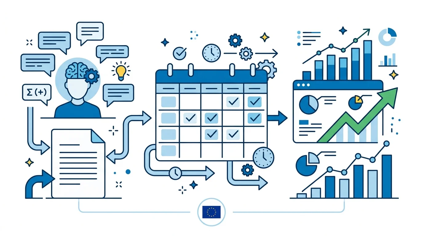 Drei Tool-Kategorien für LinkedIn: KI-Schreibassistent, Redaktionskalender und Analytics-Dashboard