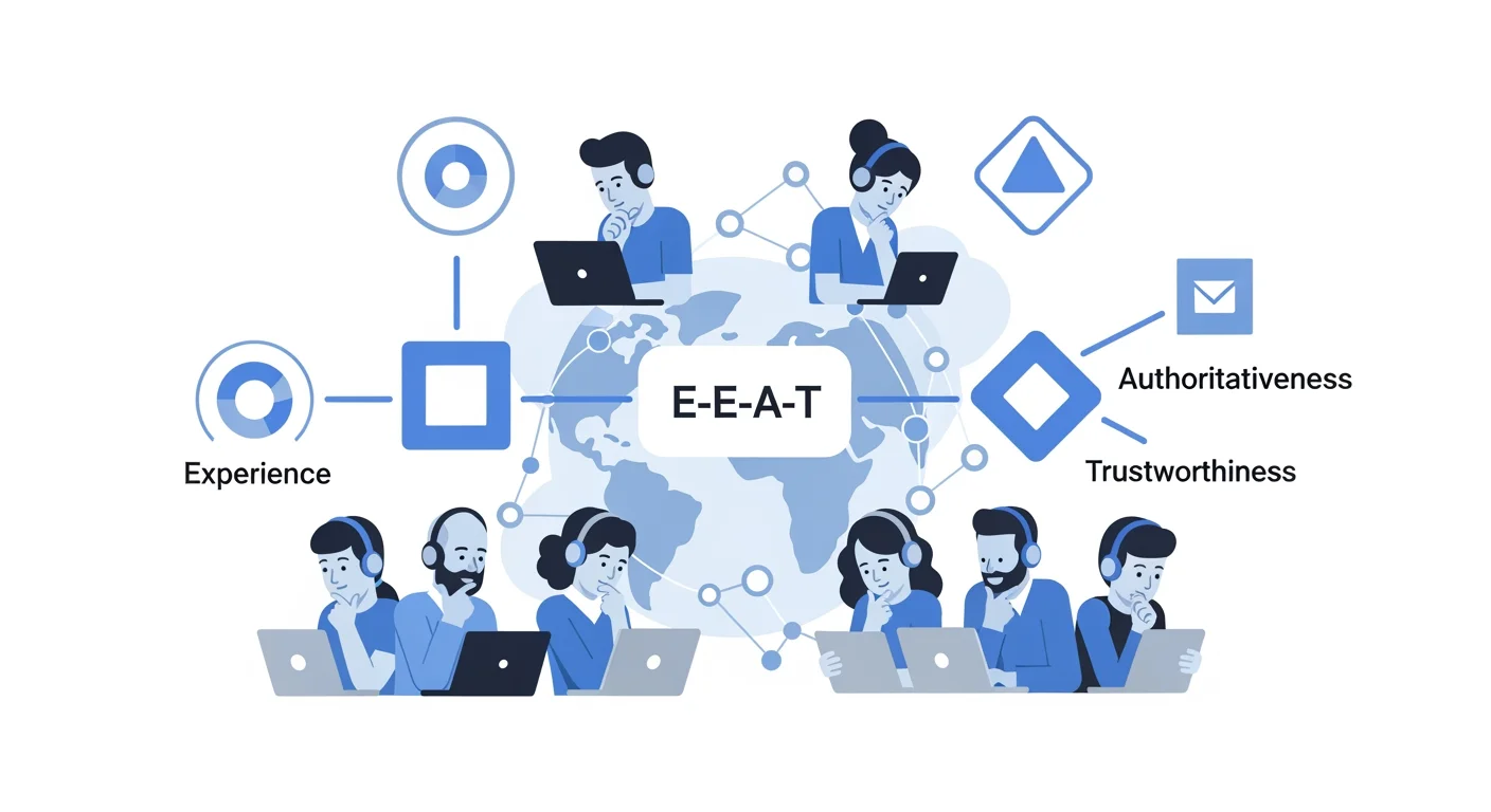 Google E-E-A-T Framework Erklärung: Quality Rater bewerten Content nach Experience, Expertise, Authoritativeness, Trustworthiness