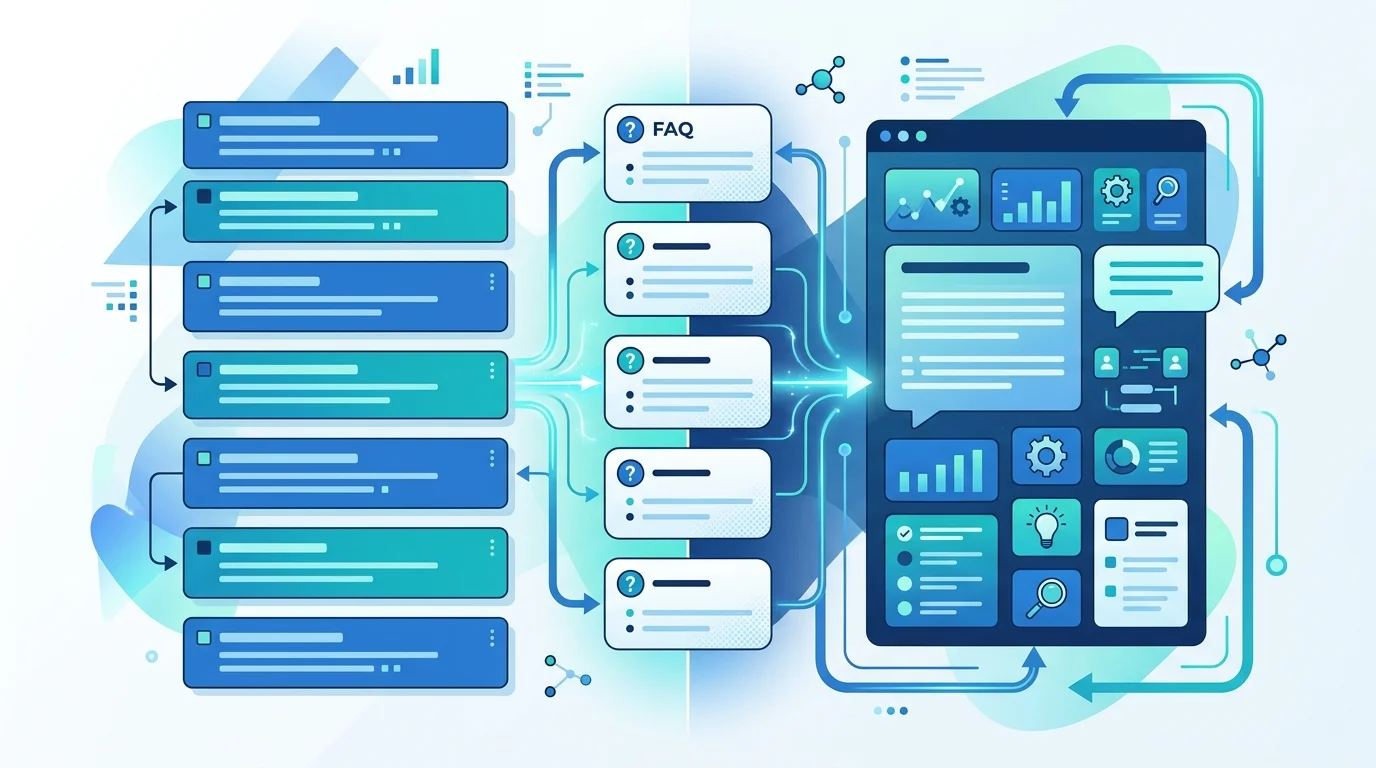 Visualisierung des Unterschieds zwischen klassischer SEO und Generative Engine Optimization für FAQs