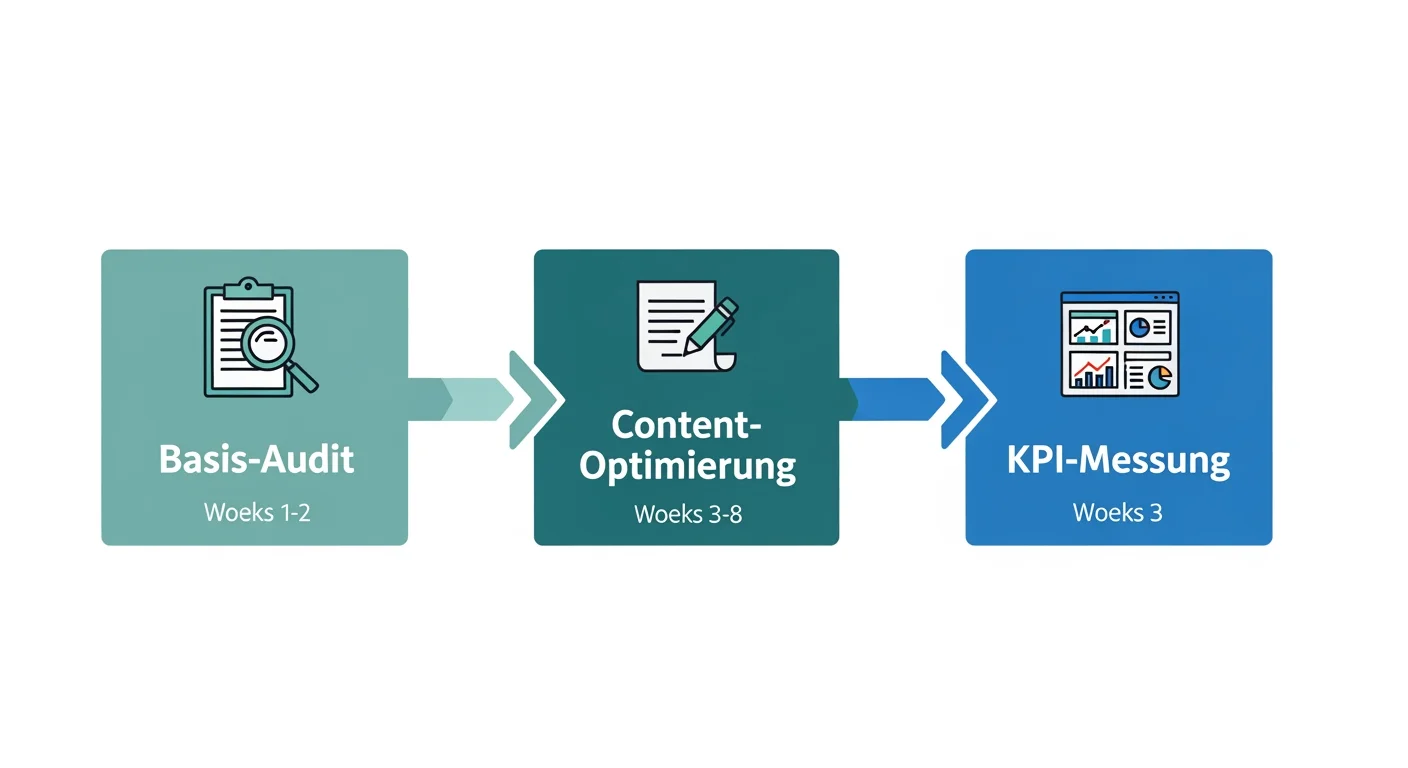 3-Phasen GEO-Implementierungsplan: Audit, Content-Optimierung und KPI-Messung