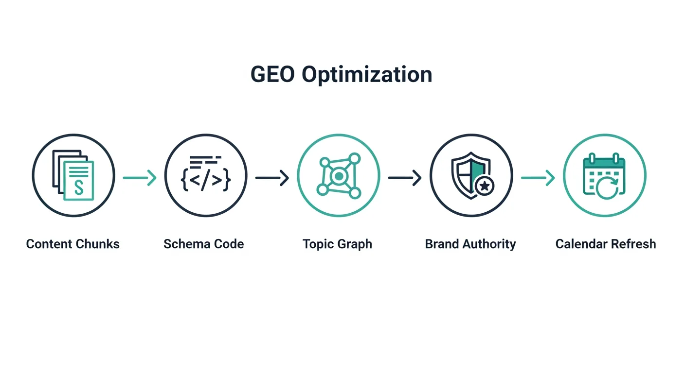 Schritt-für-Schritt Framework für GEO Optimierung: Chunkability, Schema-Markup, semantischer Themengraph und Content-Updates