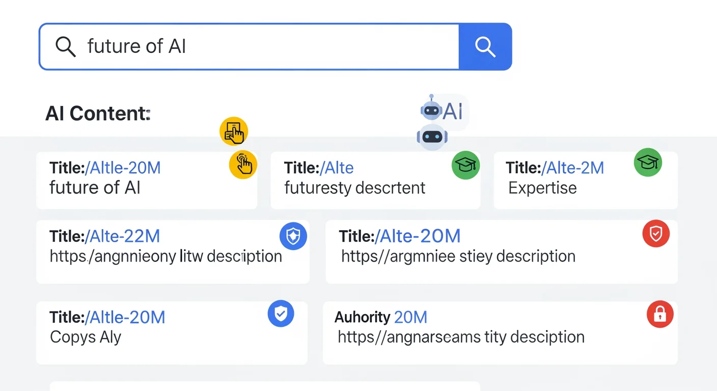 Google KI Texte Ranking Infografik: E-E-A-T Kriterien für KI-generierten Content