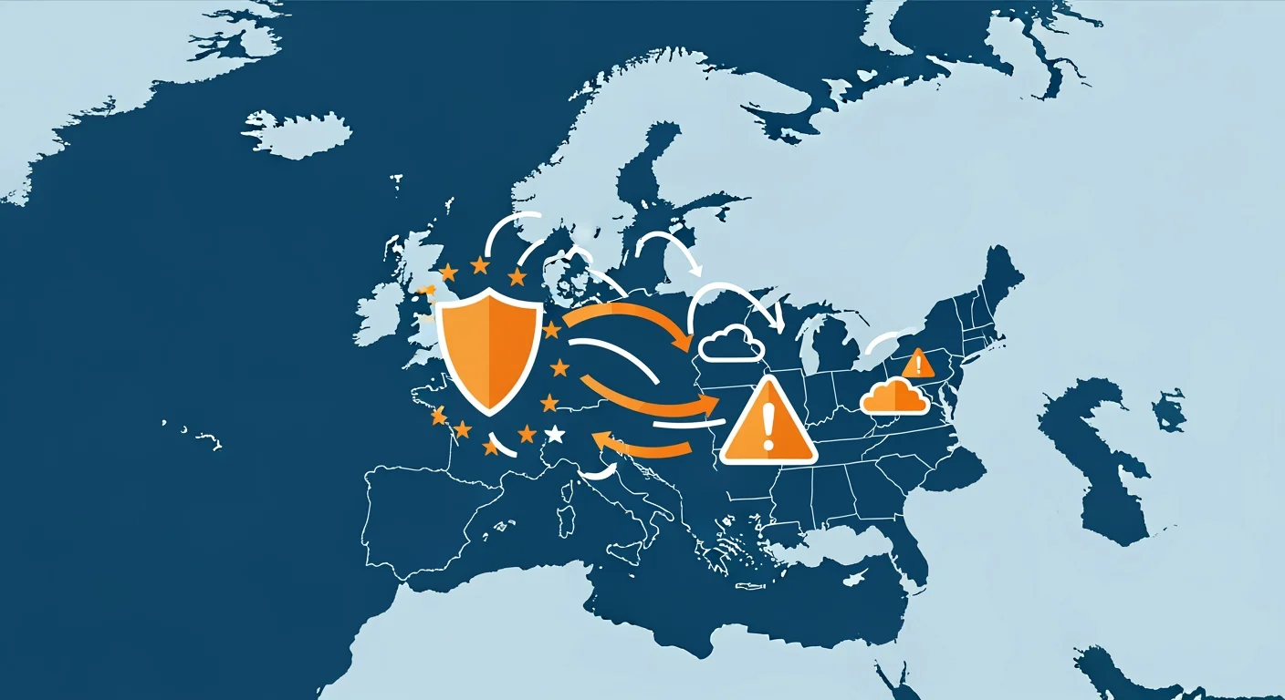 Drittlandtransfer DSGVO: EU-Daten und US-Cloud-Risiken durch den Cloud Act visualisiert