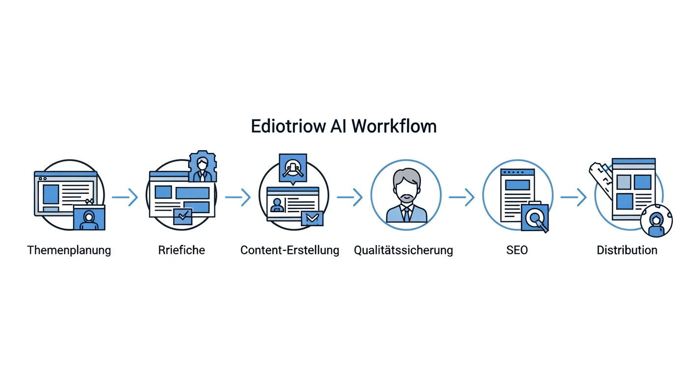7-Stufen KI-Redaktionsworkflow von Themenplanung bis Distribution