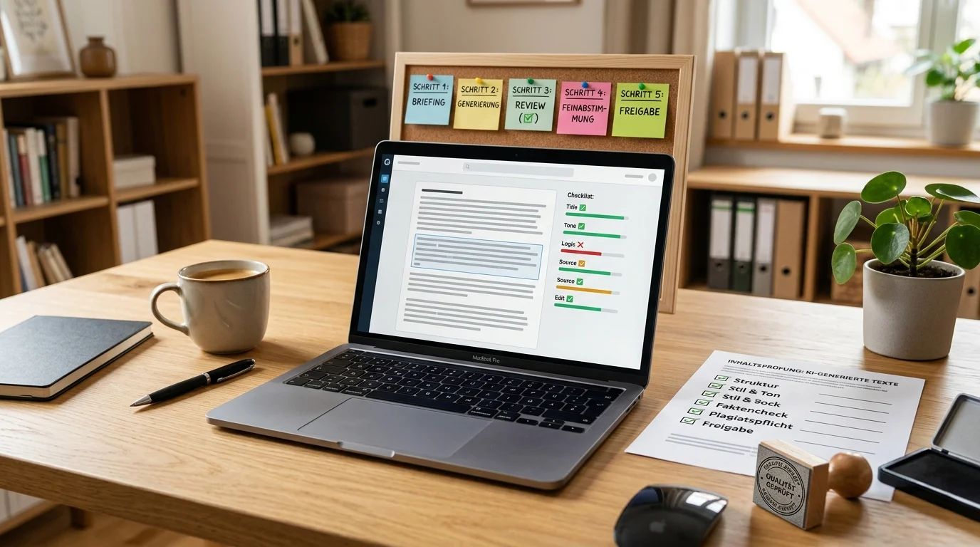 Professioneller KI-SEO-Lektorat Prozess mit Checkliste und Freigabe-Dokumentation