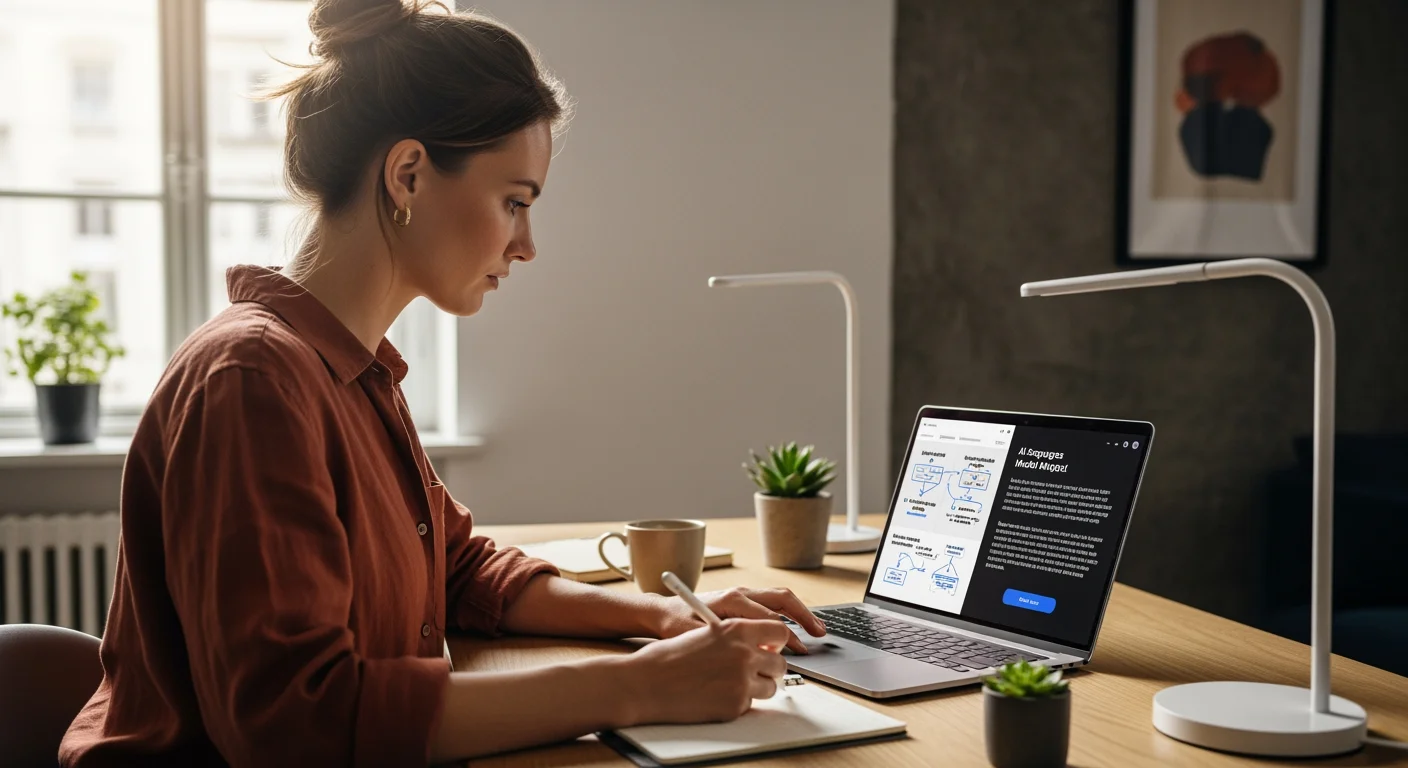 Mit KI Texte erstellen: Mensch und KI arbeiten gemeinsam am Laptop