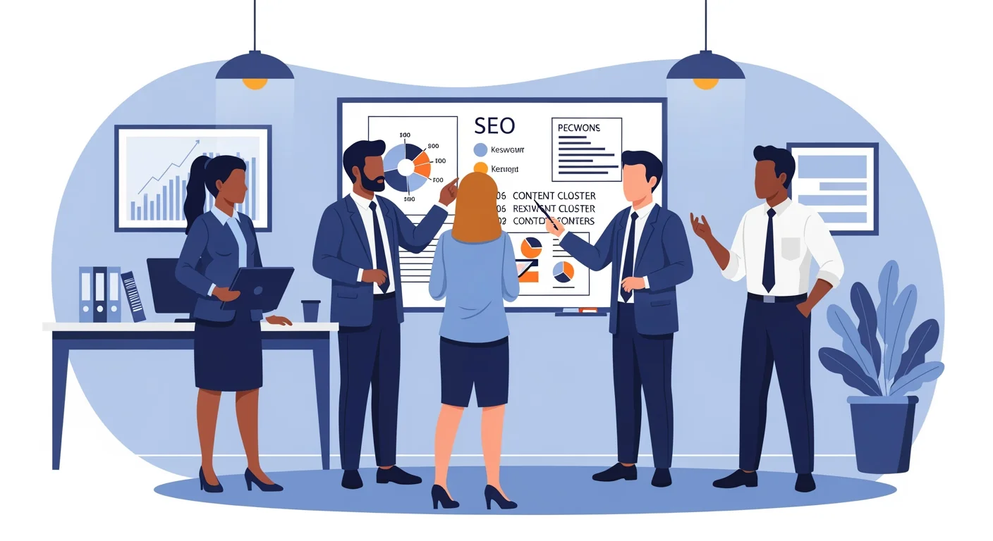 SEO-Agentur Team bespricht Content-Strategie für SEO-Artikel