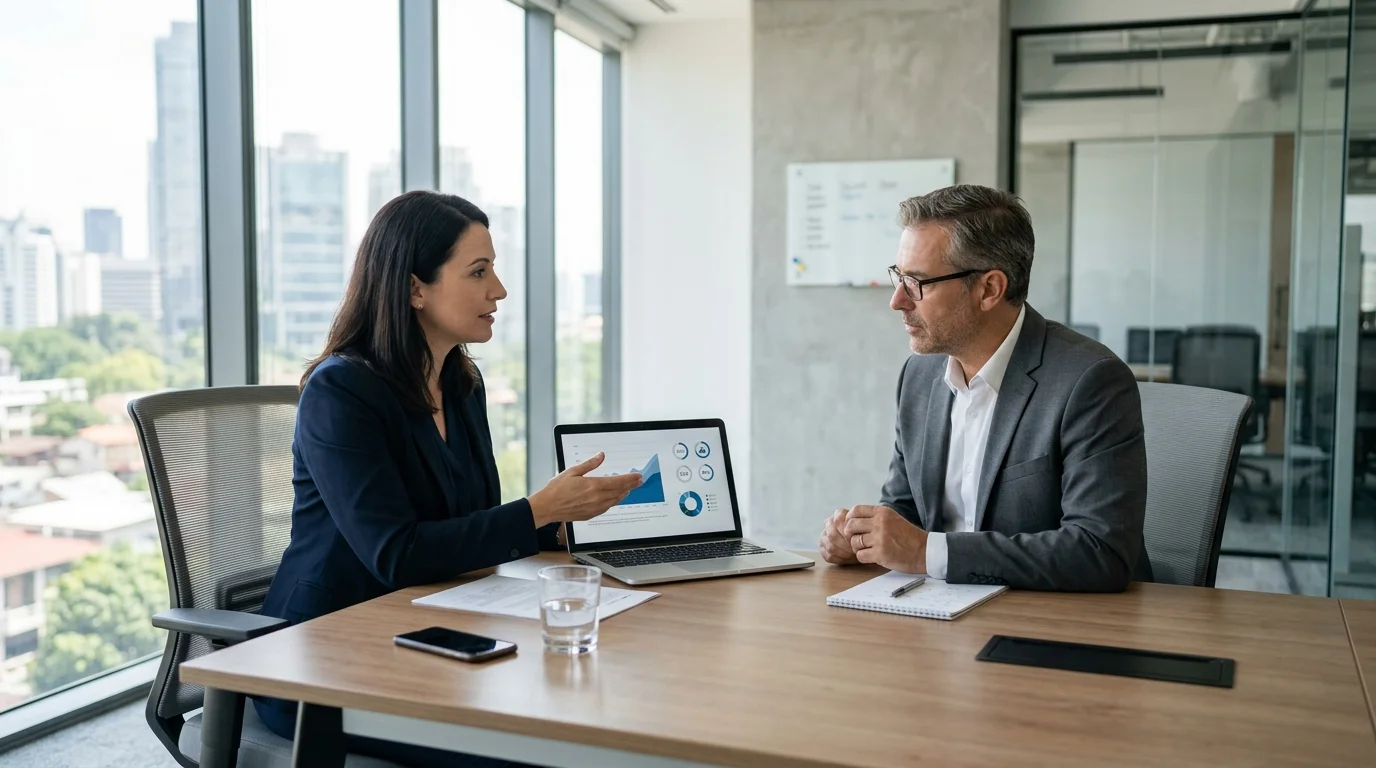 SEO-Berater erklärt Kunden realistisch die Grenzen der Bing-Indexierung in einem Meeting