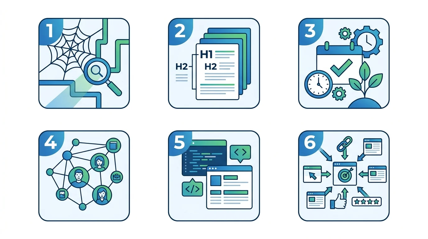 Infografik: 6 Ranking-Faktoren für Perplexity Citations im Überblick
