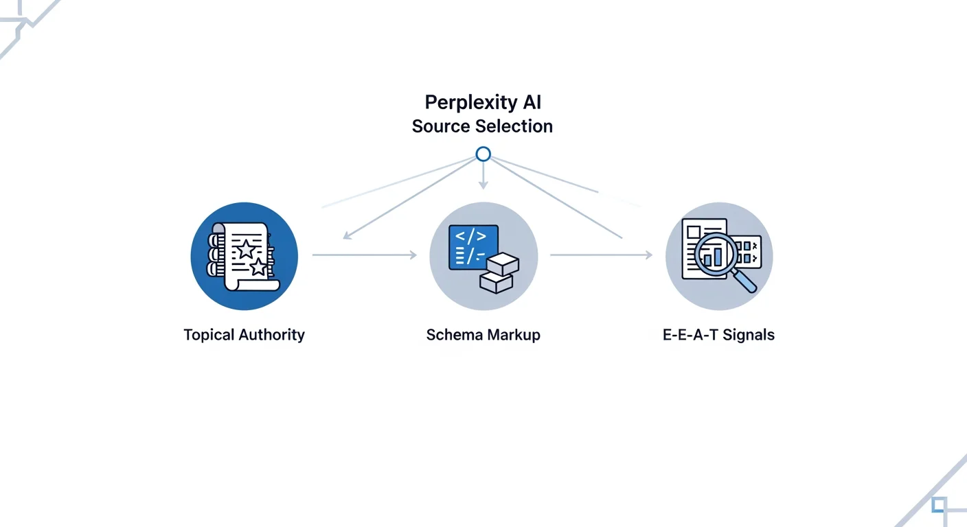 Perplexity AI Quellenauswahl – Topical Authority und Schema Markup als Ranking-Faktoren