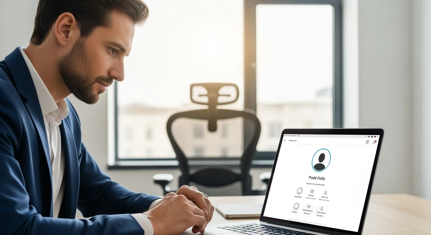 Consultant schaut auf leeres LinkedIn-Profil und erkennt das Sichtbarkeitsproblem