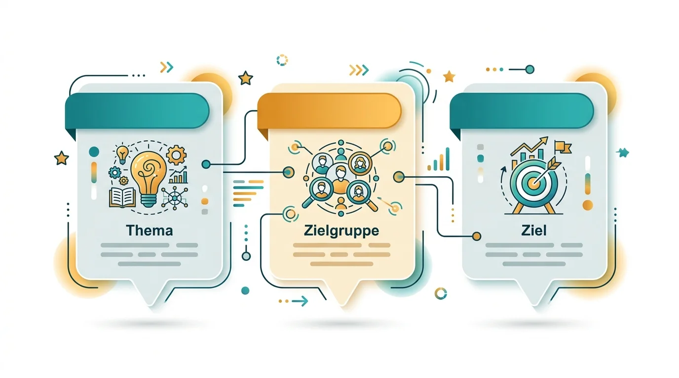 Zielgruppe und Thema für KI-Texte definieren – visuelle Darstellung des Briefing-Prozesses